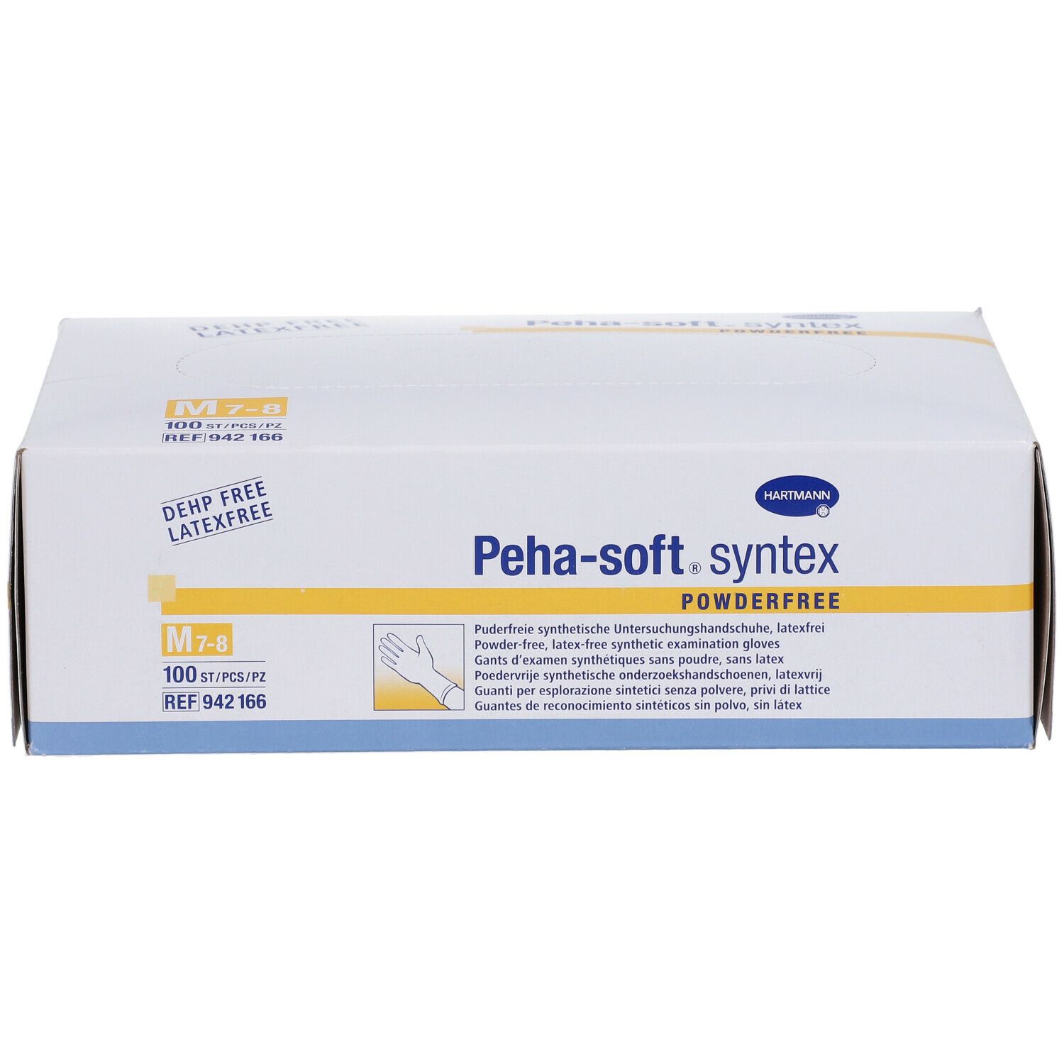 Boîte de gants Peha-soft syntex sans poudre. Taille M-7/8. Sans latex et DEHP.