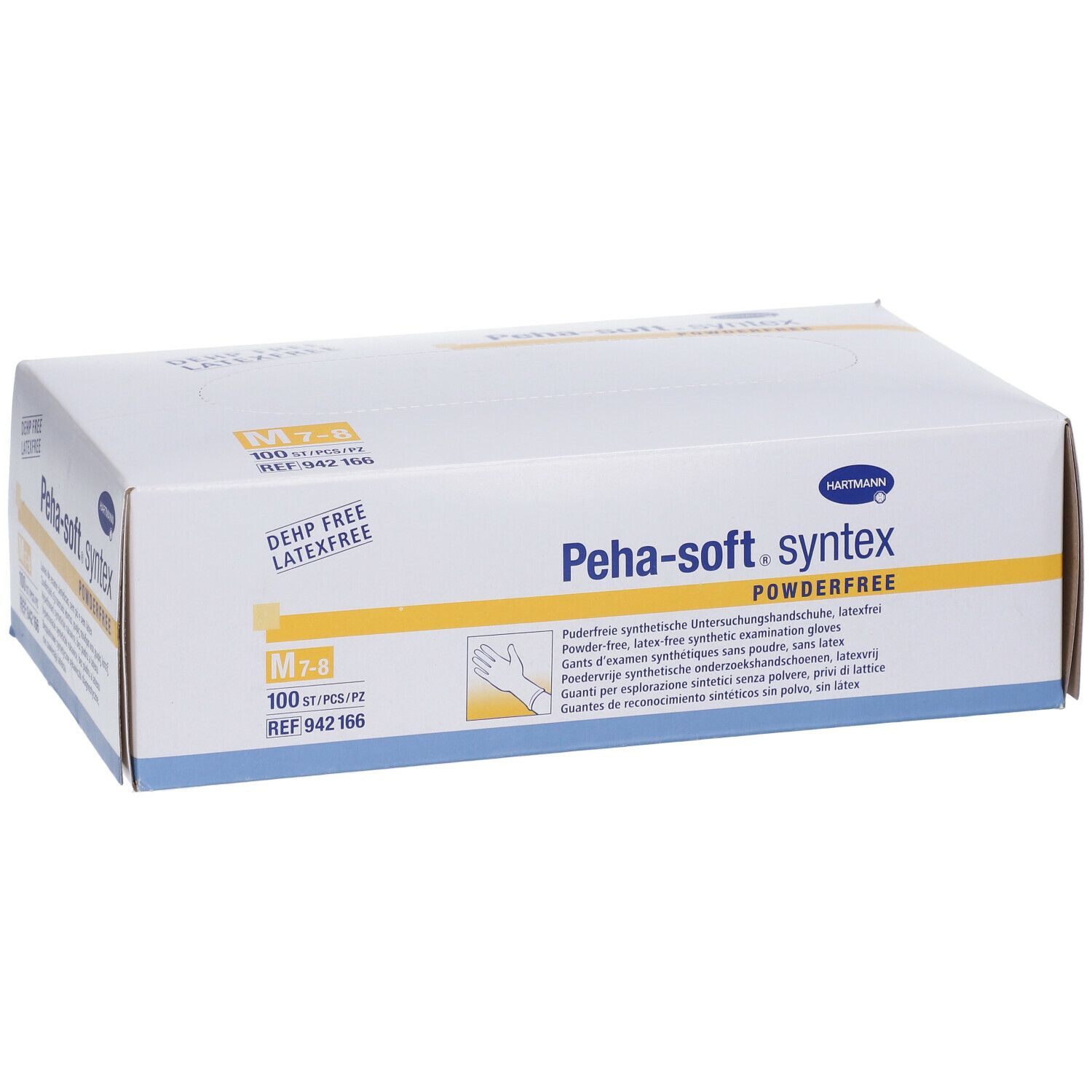 Boîte de gants Peha-soft syntex sans poudre. Taille M-7/8. Sans latex et DEHP.