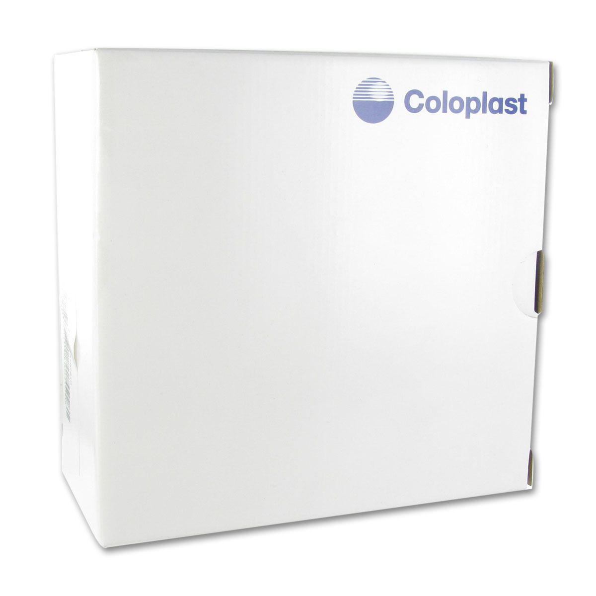 Boîte blanche Coloplast. Logo en haut à droite. Aucun autre détail visible.