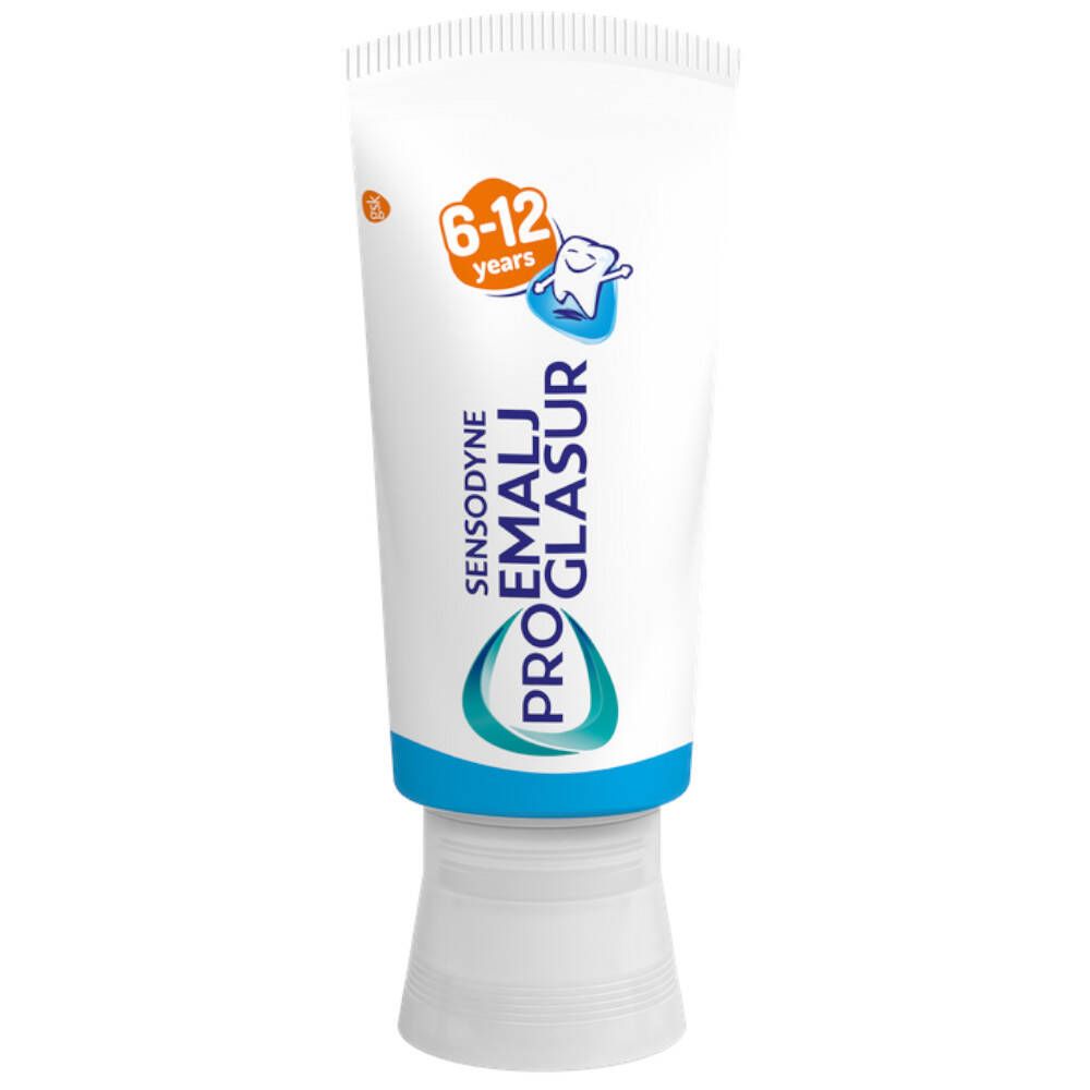 Tube de dentifrice avec bouchon bleu. Inscription: ProGlasur, 6-12 ans.