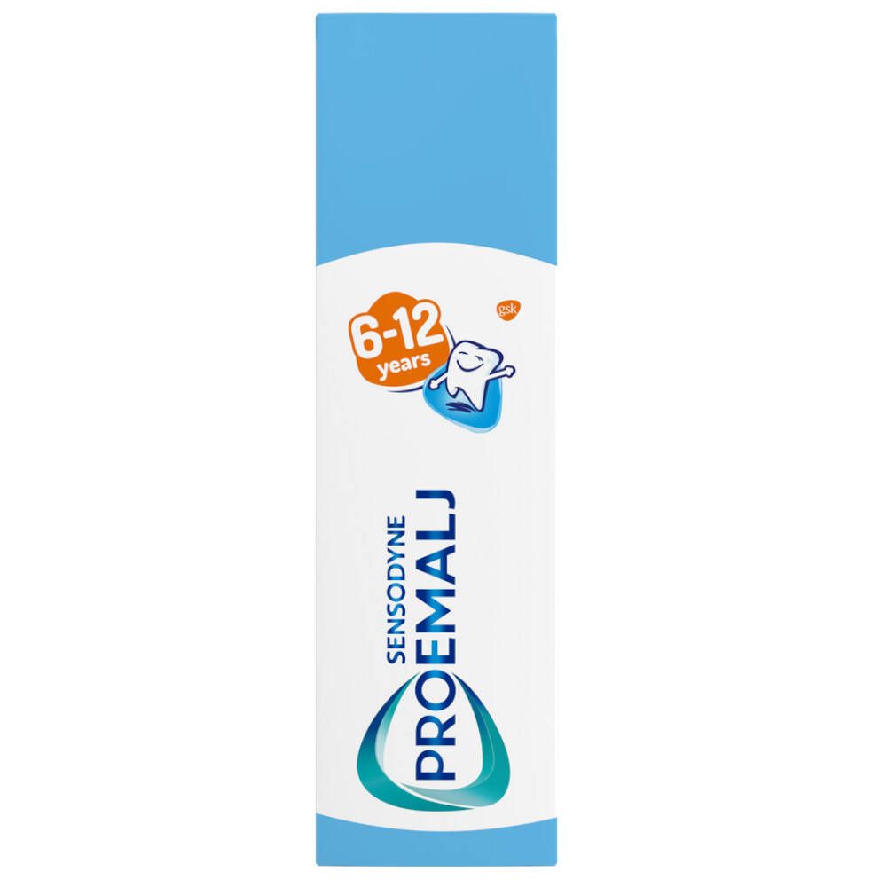 Tube de dentifrice avec couvercle bleu. Inscription: ProGlasur, 6-12 ans.