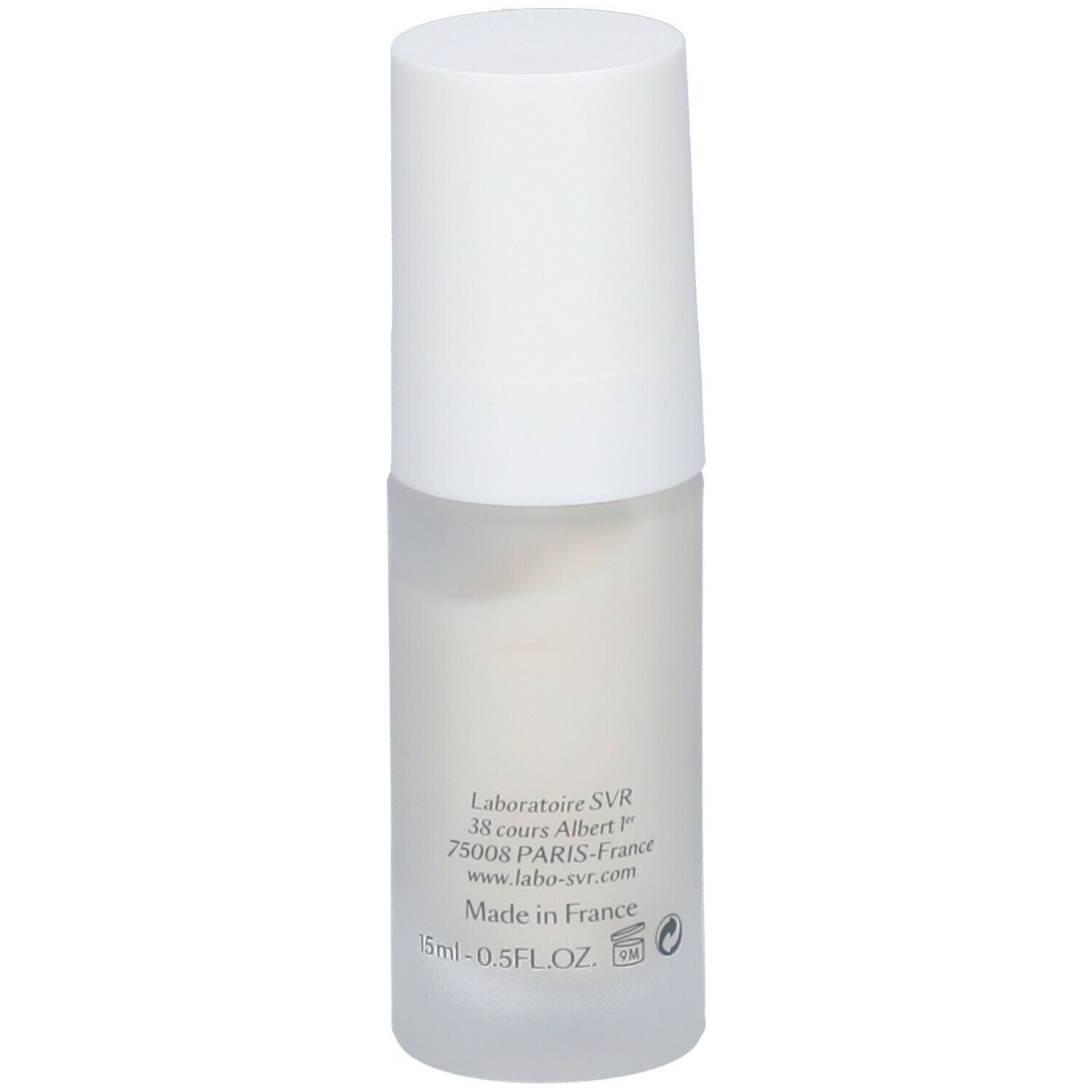 Flacon blanc SVR DENSITIUM. Inscription: Laboratoire SVR, 15ml.