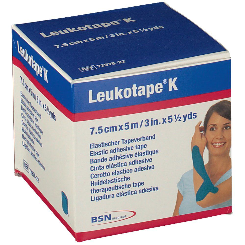 Leukotape® K Bande adhésive élastique 7,5 cm x 5 m Bleu