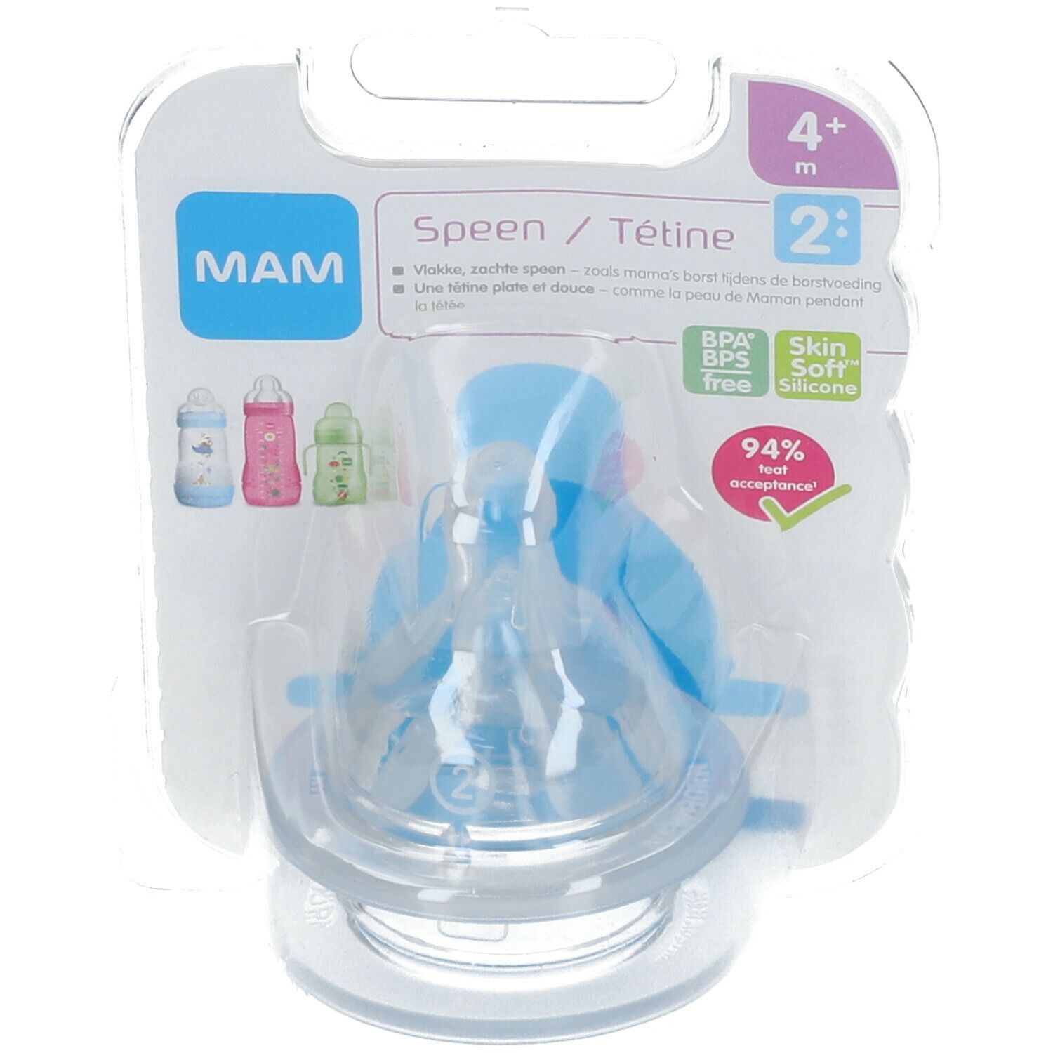 MAM Tétine silicone Soft 4 mois+ Taille 2