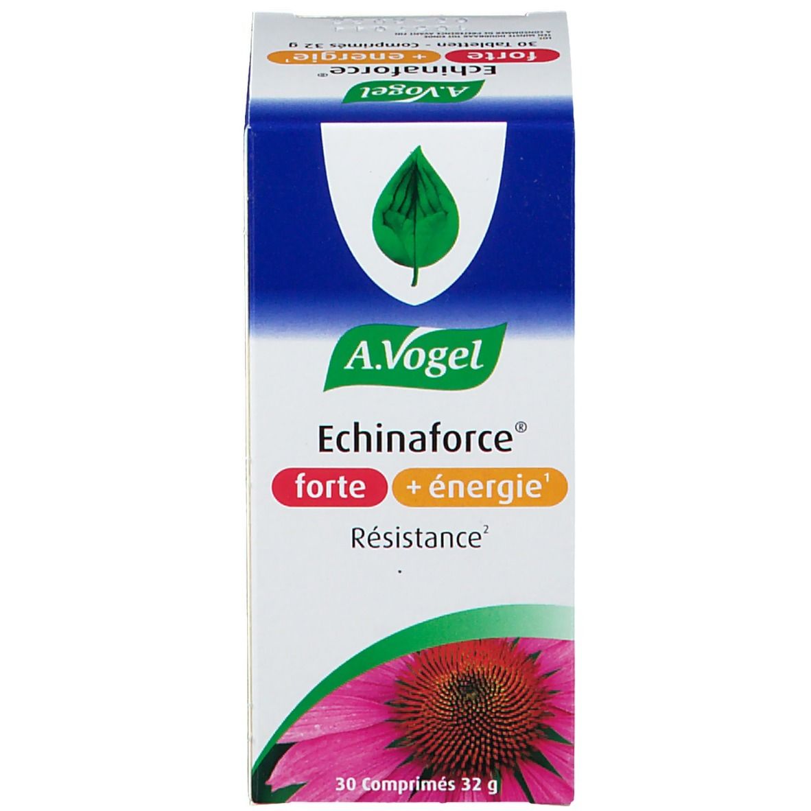 Productverpakking met productnaam en logo. 30 tabletten.