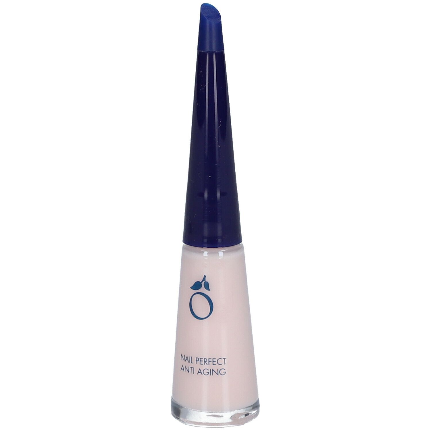 Nagellakfles met blauwe dop. Opschrift: Nail Perfect Anti Aging.