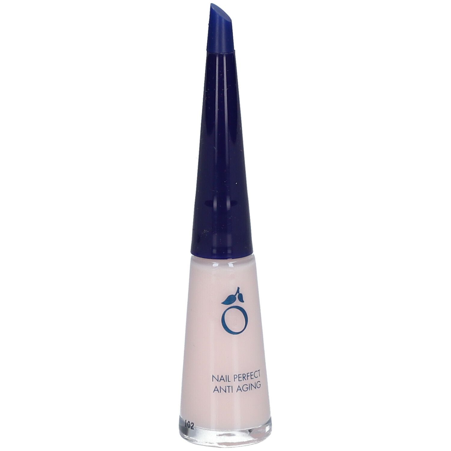 Nagellakfles met blauwe dop. Opschrift: Nail Perfect Anti Aging.