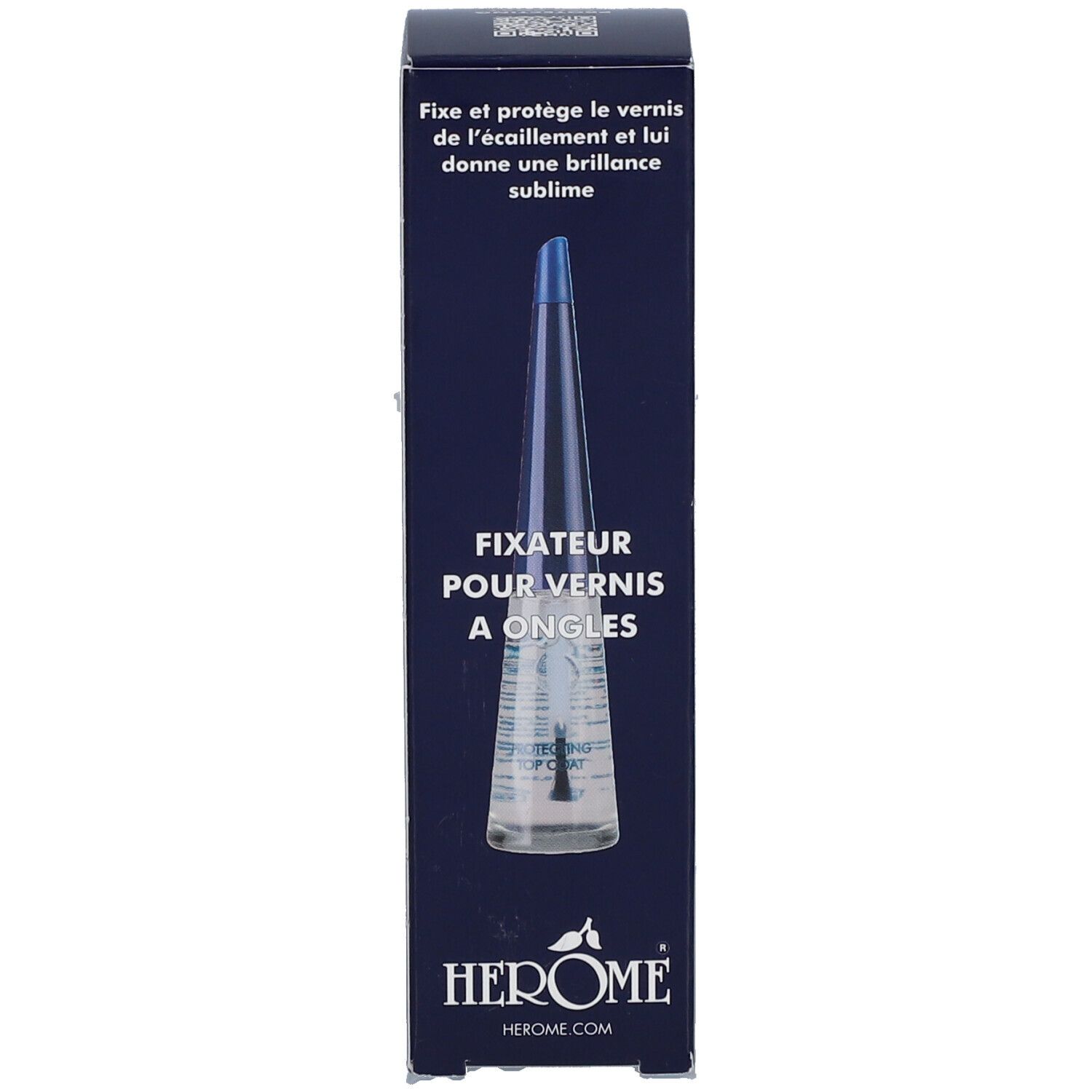 Verpackung mit Produktabbildung und Text. Produktname: Fixateur pour vernis à ongles.