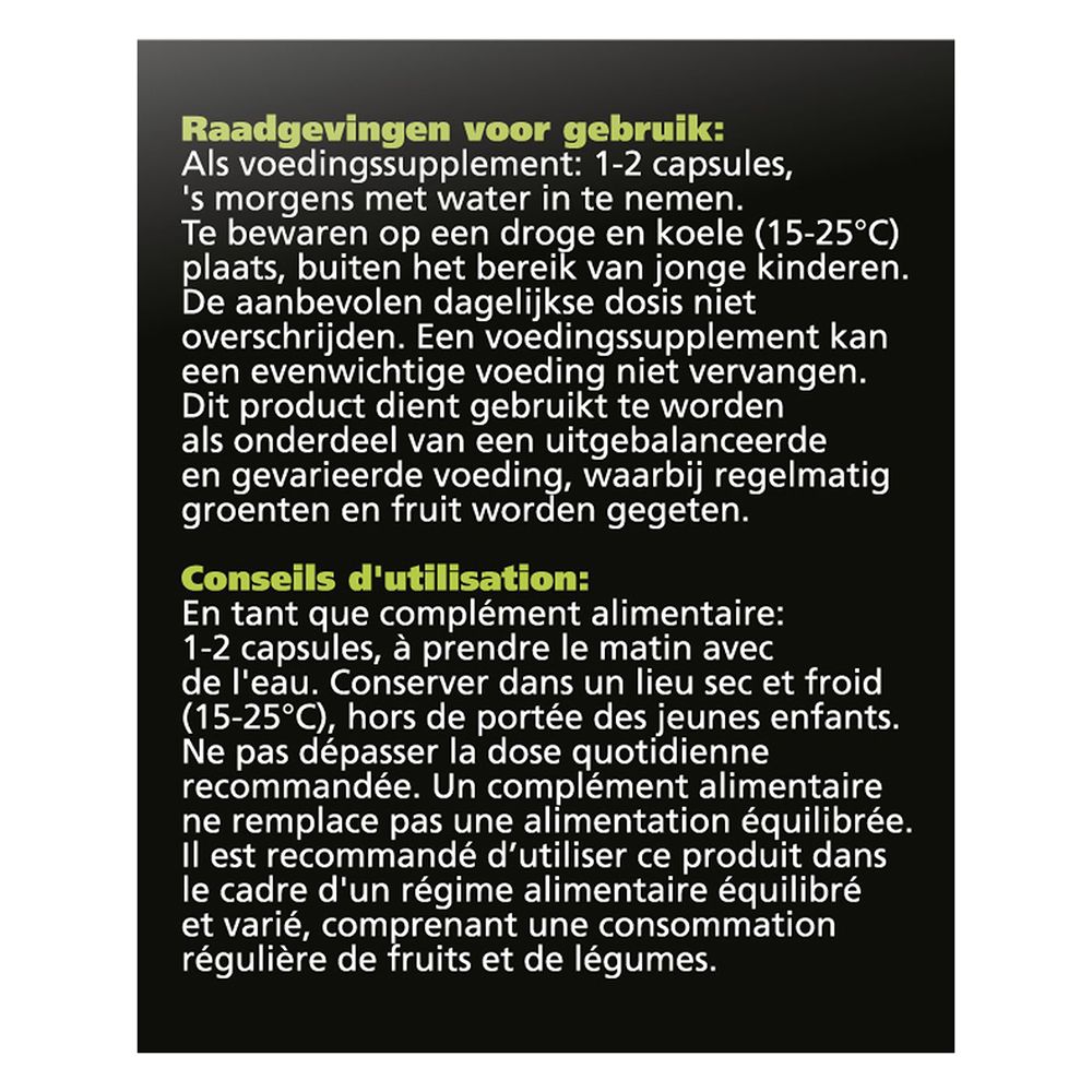 Dos de la boîte Ubixx 100. Texte en néerlandais et français.