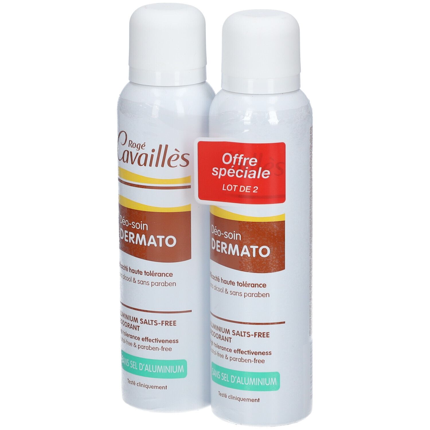 Deux déodorants Rogé Cavaillès Déo-soin DERMATO. Sans sels d'aluminium. Offre spéciale, lot de 2.