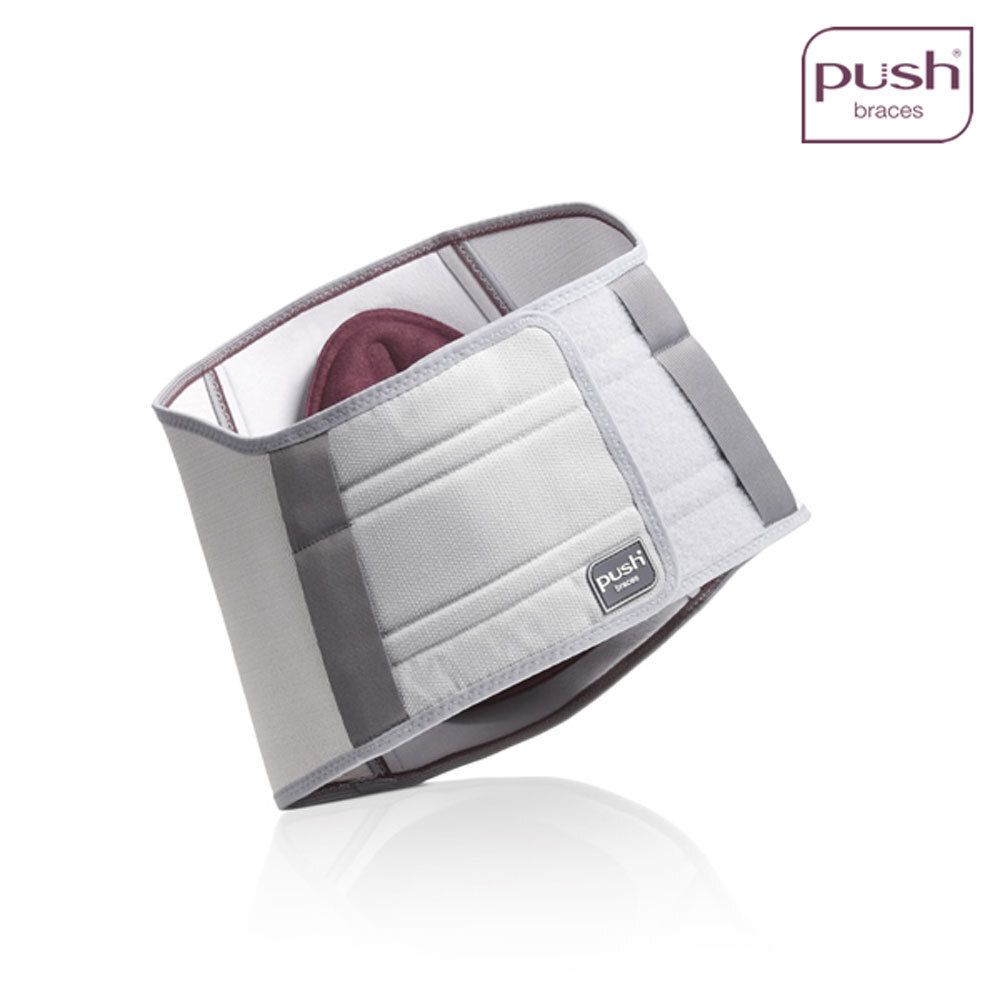 Push Care Espaldera grigia. Imbottitura interna, elementi grigi e bordeaux. Marchio Push Braces.