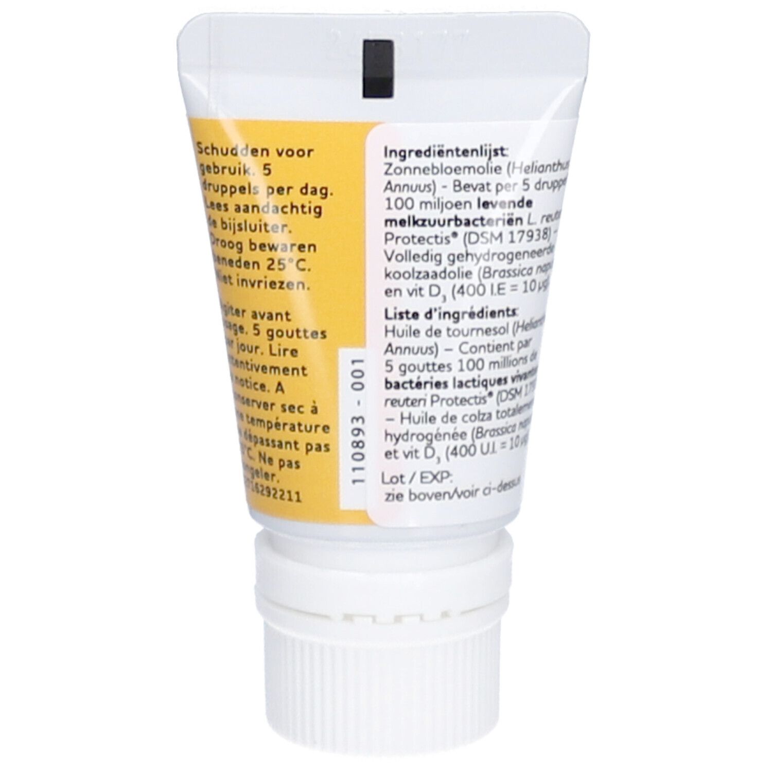 Dos du tube Protectis EasyDrops. Texte en allemand. Ingrédients et instructions d'utilisation.