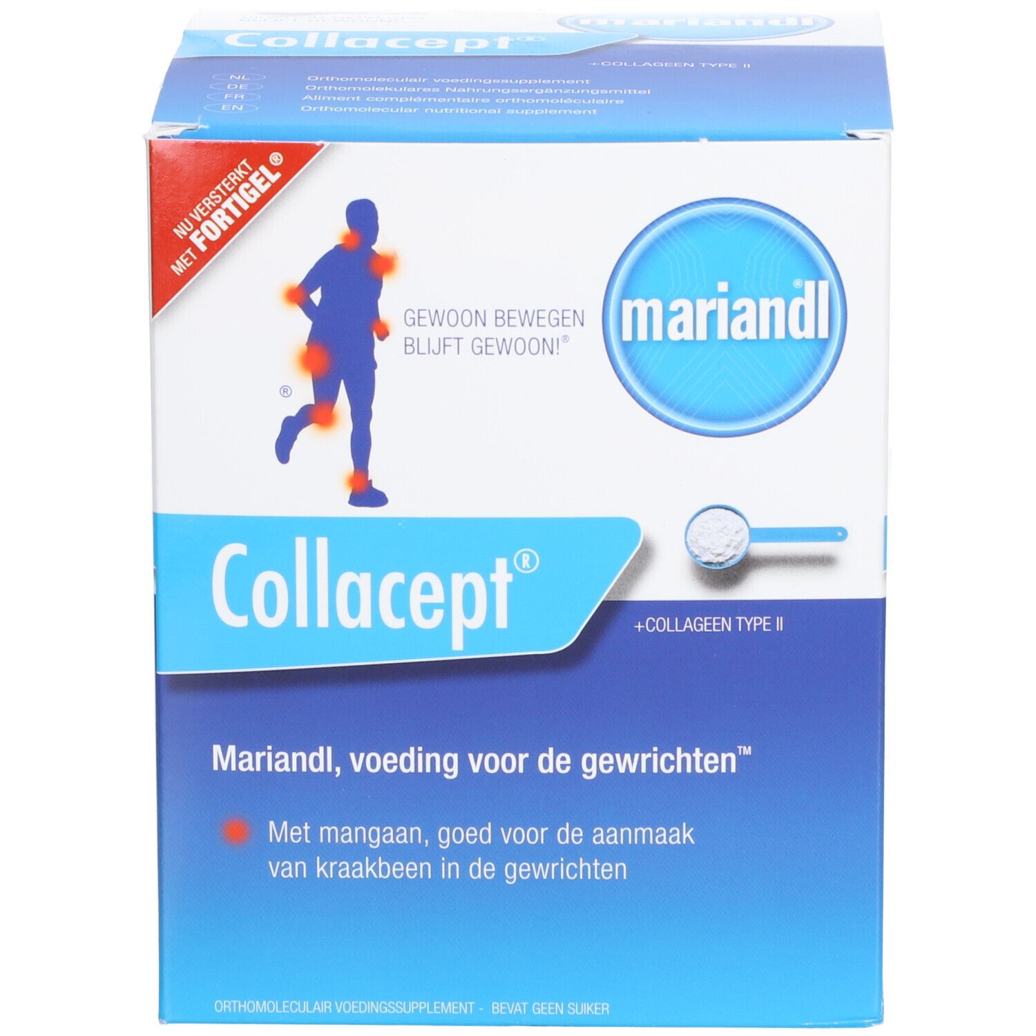 Boîte en carton avec nom et logo du produit. Contient des informations sur les ingrédients et l'utilisation.