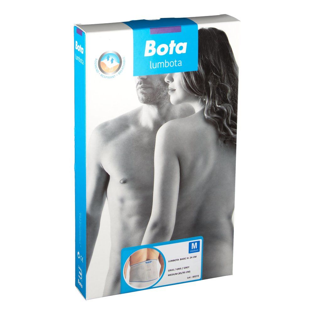 Produktverpackung mit dem Produktnamen Bota Lumbota. Abgebildet sind ein Mann und eine Frau. Größe M.