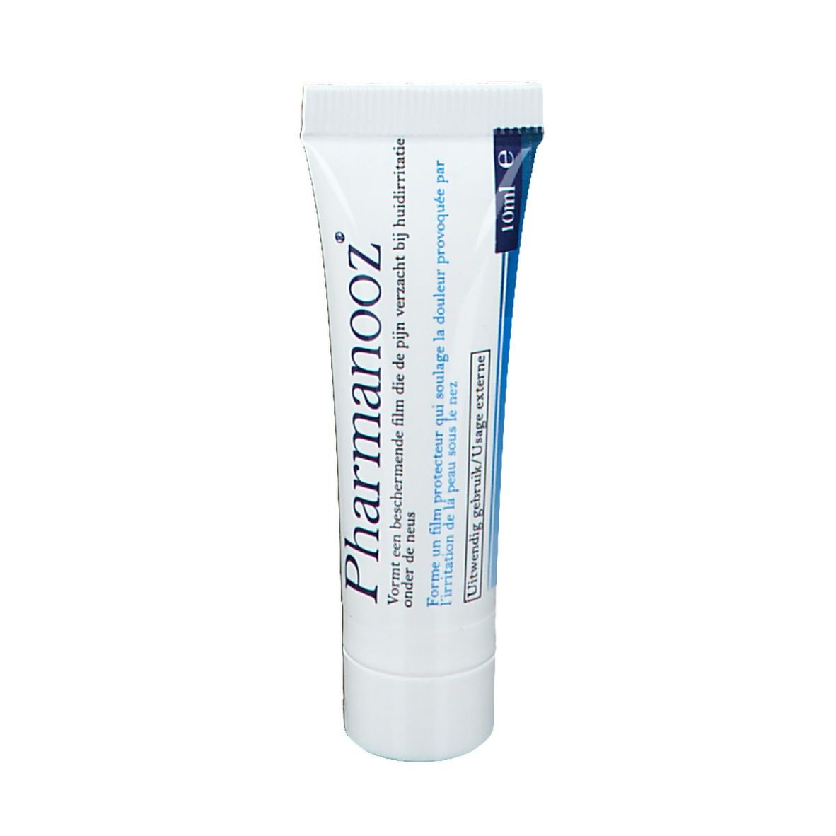 Tube Pharmanooz, 10 ml. Texte en néerlandais et français. Fond blanc.