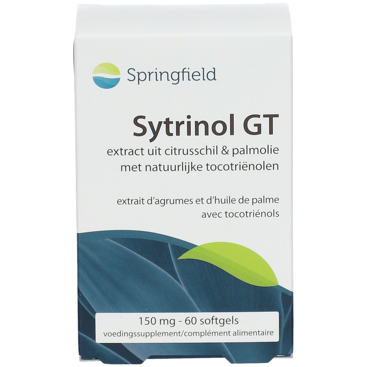 Boîte blanche avec impression du produit. Logo en haut à gauche, nom et description du produit. En bas : 150 mg - 60 gélules.
