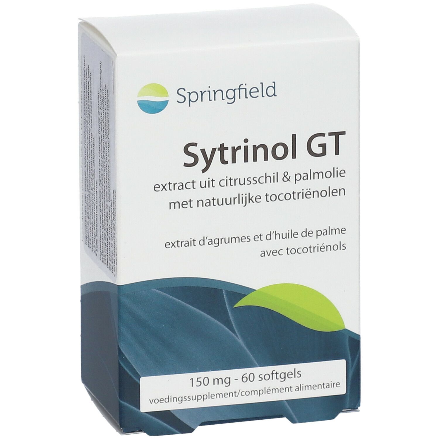 Boîte blanche avec impression du produit. Logo en haut à gauche, nom et description du produit. En bas : 150 mg - 60 gélules.