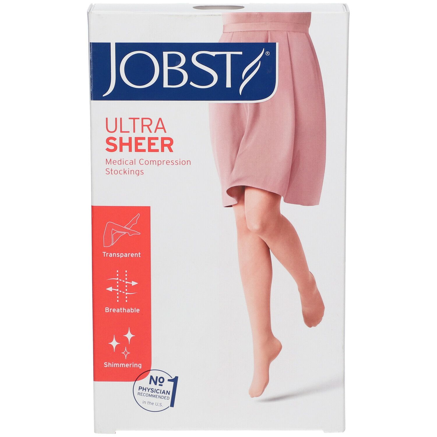 Emballage JOBST Ultra Sheer. Bas de compression médicaux. Transparent, respirant, scintillant. Recommandé par les médecins.