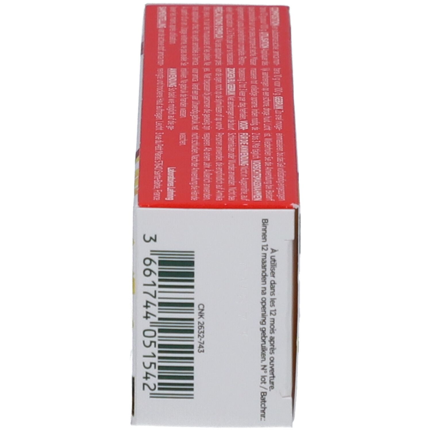 Boîte de gel Arnica Naturel. Arrière de la boîte. Texte et code-barres. Marque Lehning. Bio.