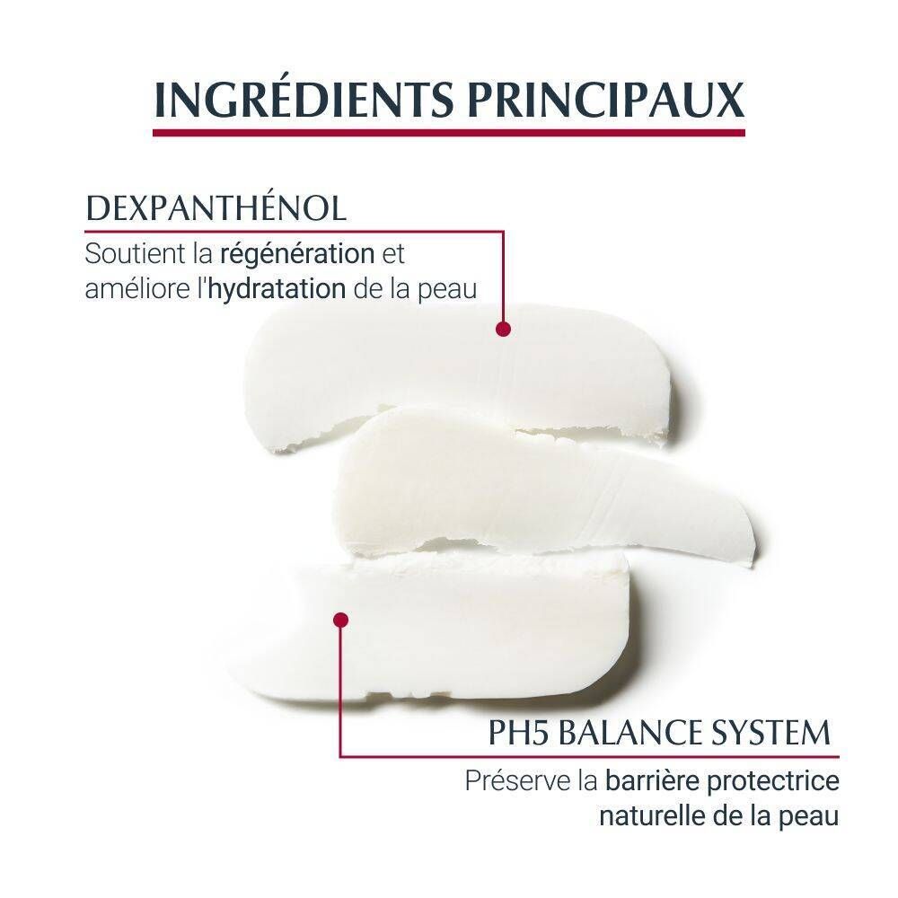 Pain dermatologique Eucerin pH5. Ingrédients principaux: Dexpanthenol, pH5 Balance System.