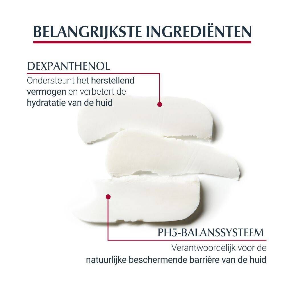 Eucerin pH5 wastablet. Belangrijkste ingrediënten: Dexpanthenol, pH5-balanssysteem.