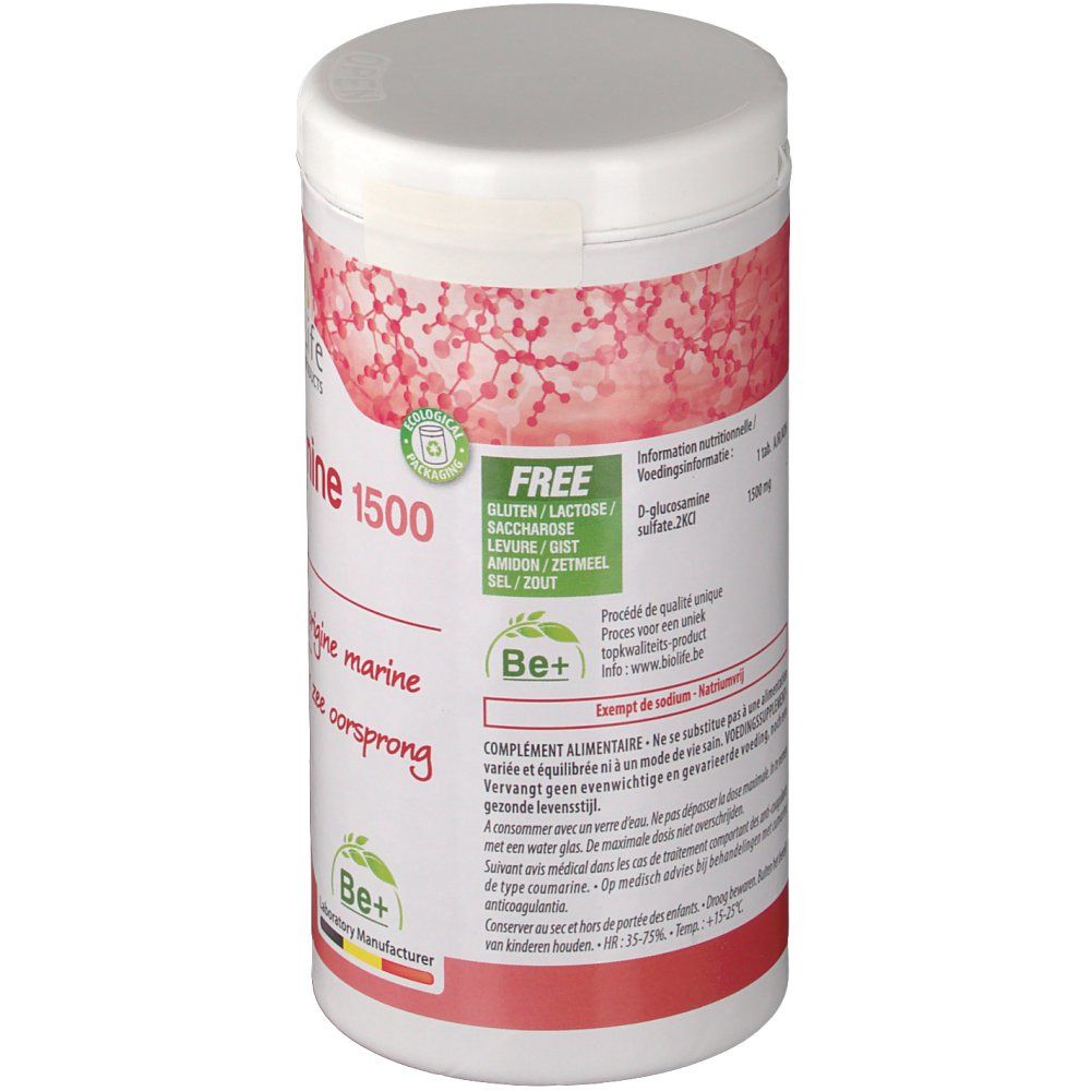 Achterkant van de witte pot met informatie. Glutenvrij, lactosevrij, gistvrij en sojavrij. Be-Life logo en certificeringen.