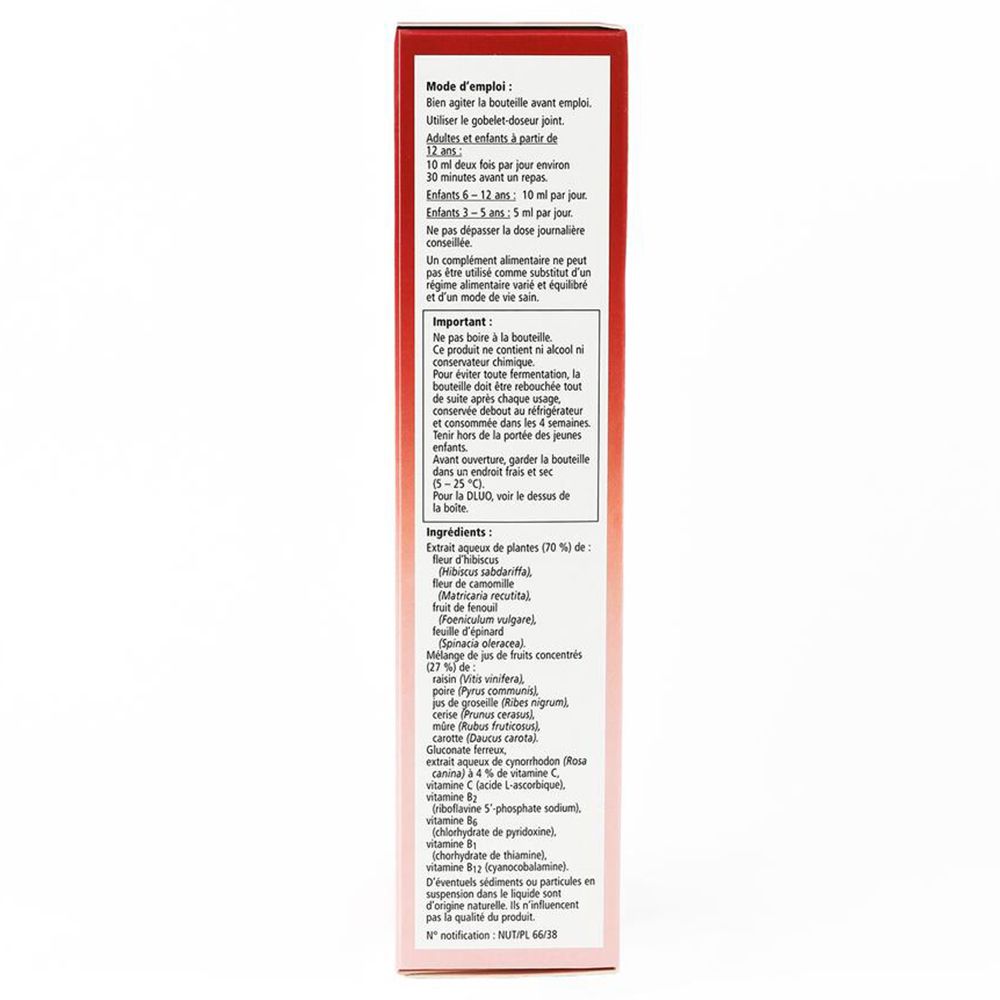 Productverpakking met informatie over gebruik en ingrediënten. Tekst in meerdere talen.