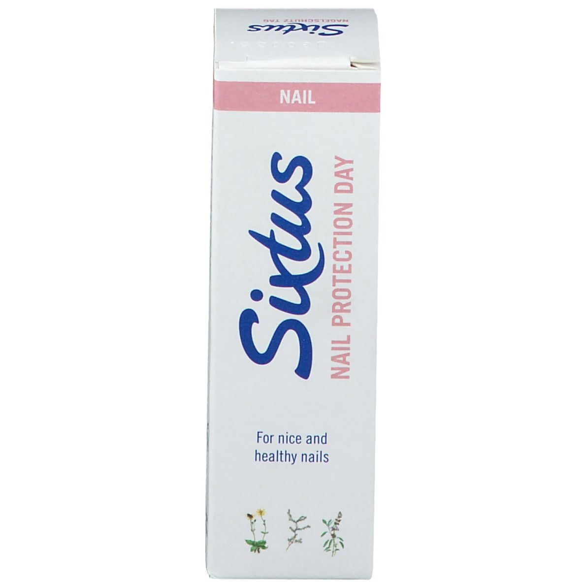 Emballage. Sixtus, Nagel, Nagelschutz Tag. Texte : Pour des ongles beaux et sains.