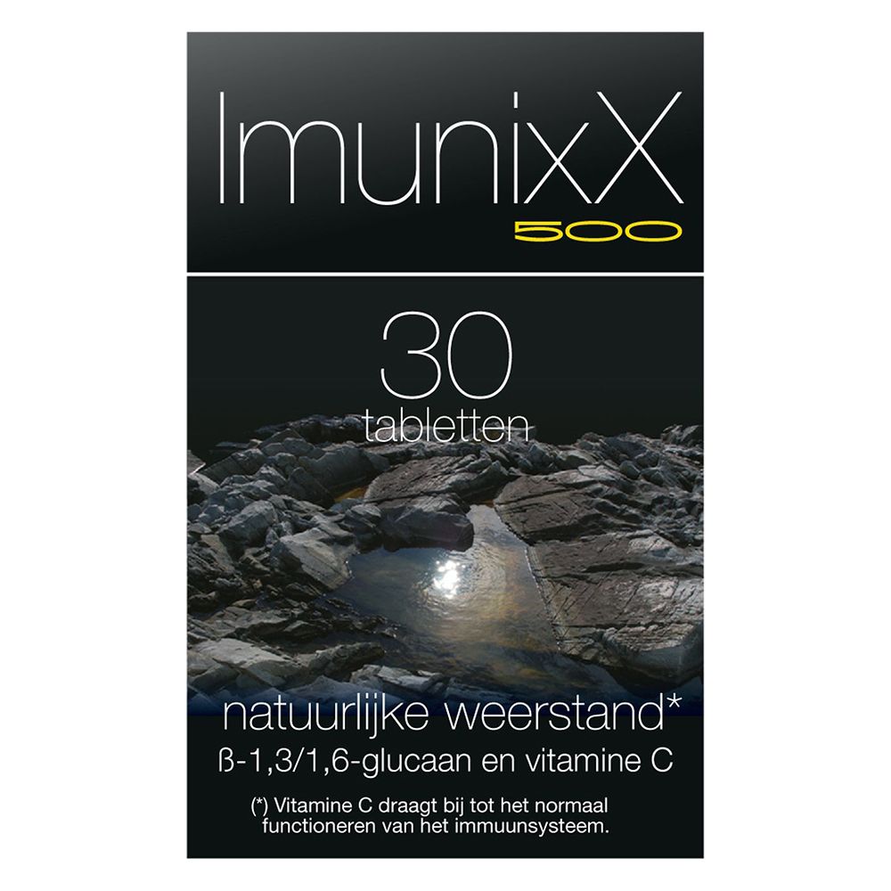 Zwarte doos Imunixx 500, 30 tabletten. Natuurlijke weerstand. B-1,3/1,6-glucaan.