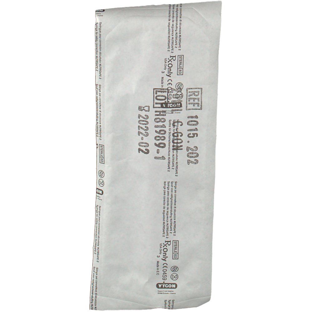 Confezione sigillata. Stampe: REF 1015.202, G-60N, LOT H81989-1, 2022-02, marchio CE, logo Vygon.