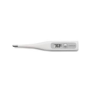 Thermomètre numérique blanc. Affichage de la température : 36,8°C. Pointe argentée.