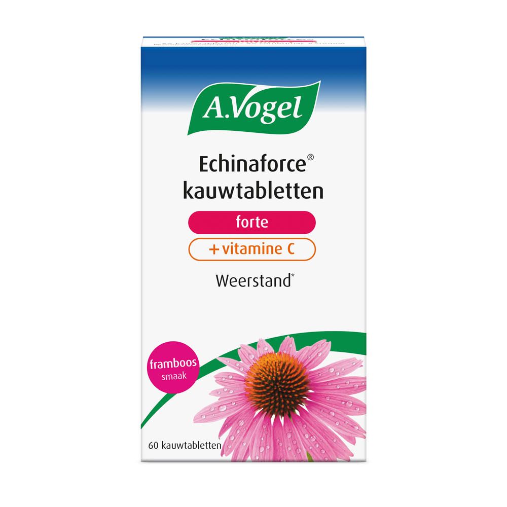 Doos A.Vogel Echinaforce + Vitamine C. Frambozensmaak, Weerstand, 60 kauwtabletten.