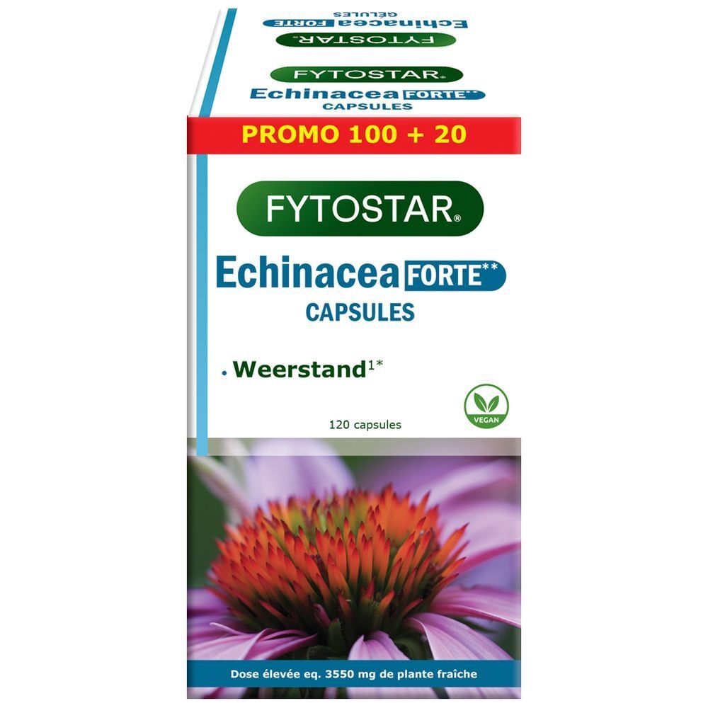 Fytostar Echinacea Forte 1215 capsules doos. 120 capsules. Rode sticker.