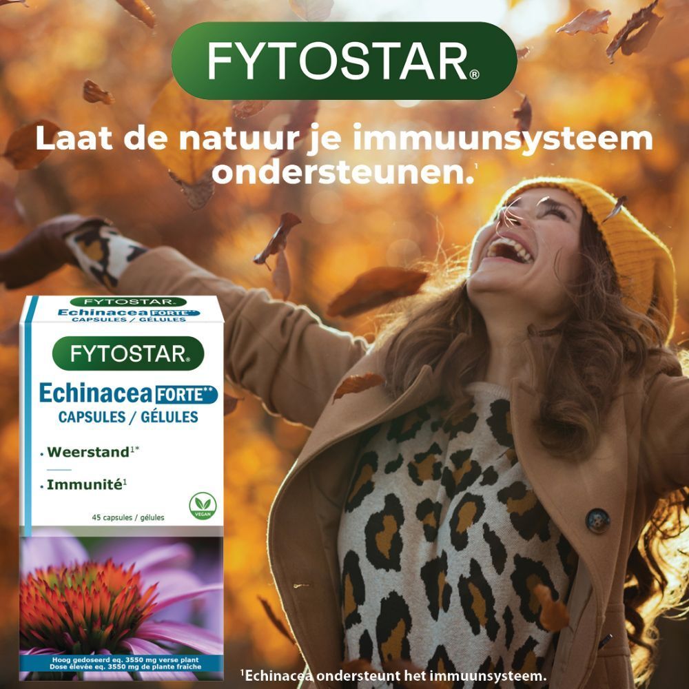 Fytostar Echinacea Forte 1215 capsules doos. 120 capsules. Rode sticker.