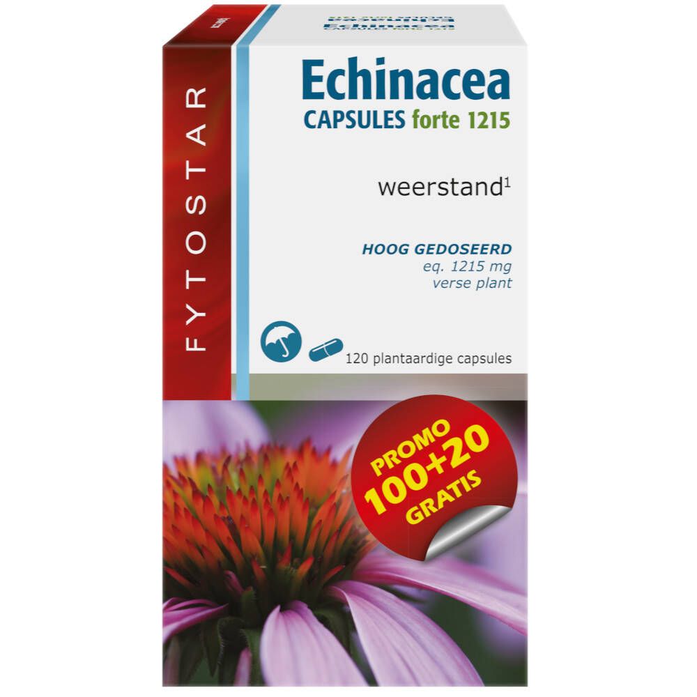 Fytostar Echinacea Forte 1215 capsules doos. 120 capsules. Rode sticker.