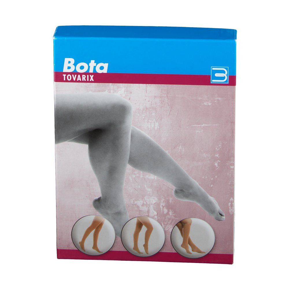 Emballage de Tovarix 70/II Kniestrumpf. Des jambes sont représentées sur le devant. Bota Tovarix est écrit en haut.