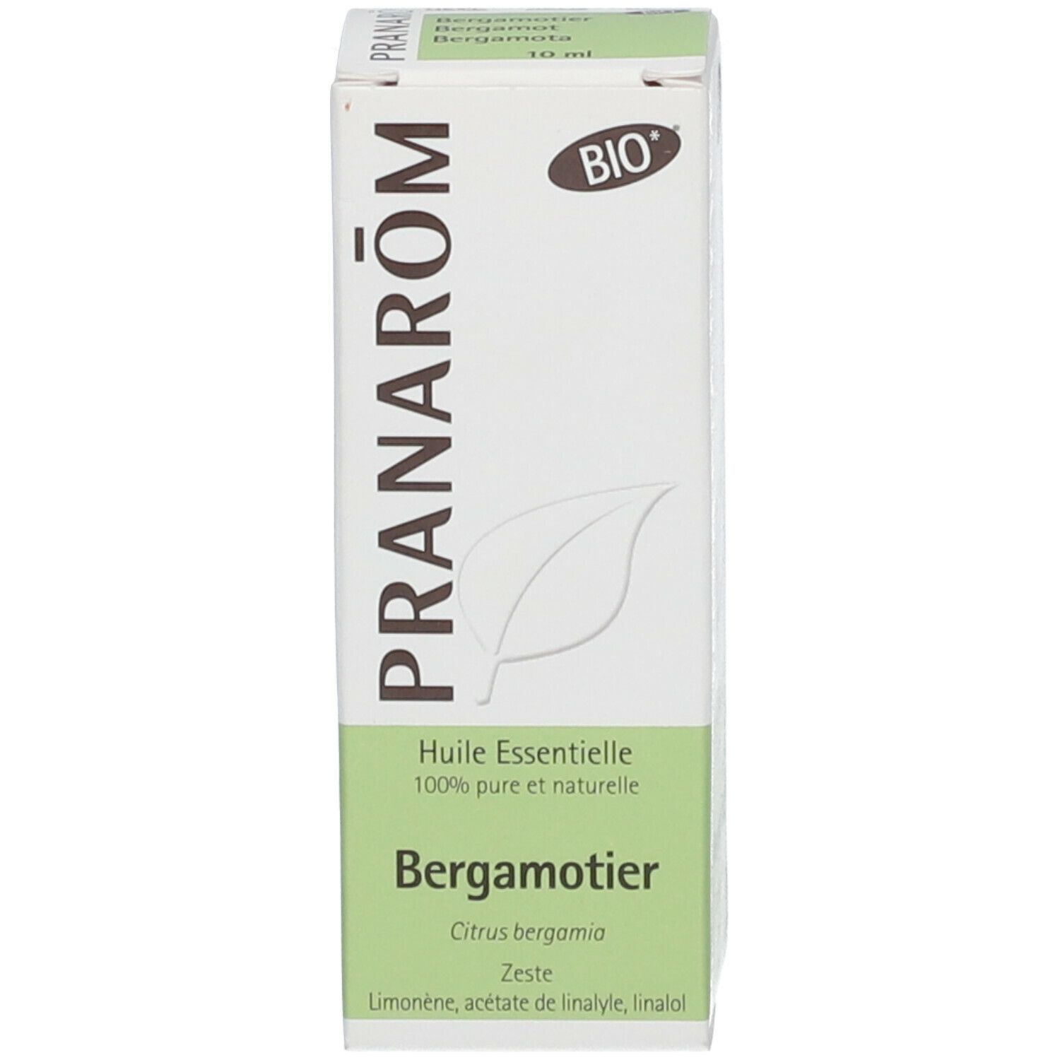 Boîte avec nom du produit et ingrédients. Certification BIO. Fond blanc.