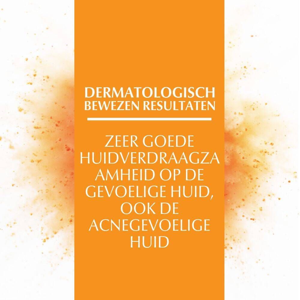 Dermatologisch bewezen resultaten: Zeer goede huidverdraagzaamheid op de gevoelige, ook de acnegevoelige huid.