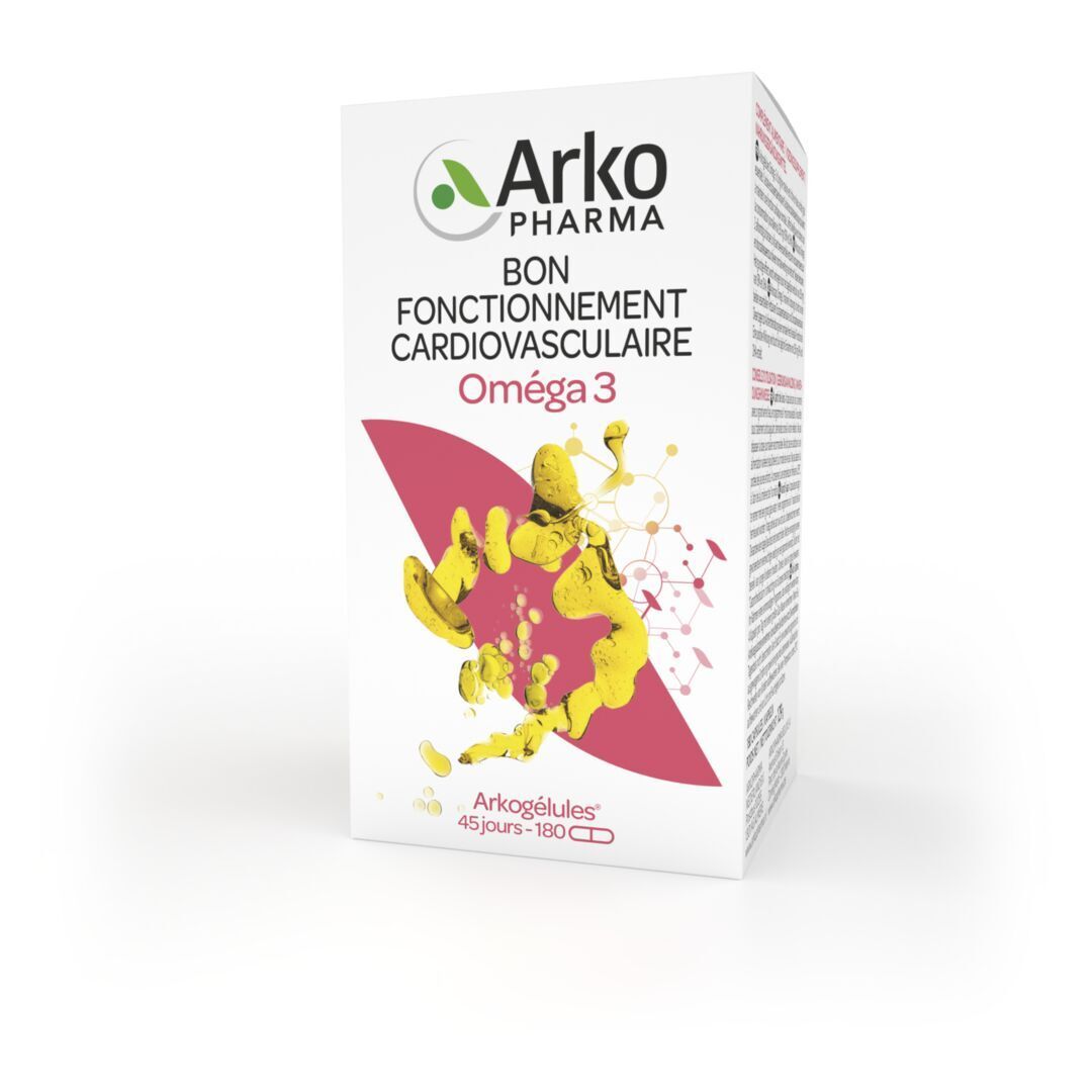 Boîte blanche Arkopharma Oméga 3. Informations produit et marque Arkopharma.