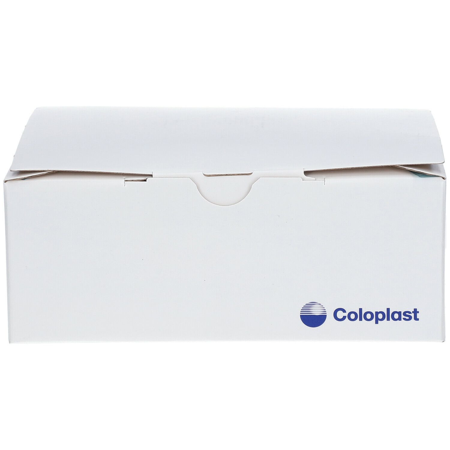 Boîte blanche avec logo Coloplast. Design simple, aucun autre détail visible.