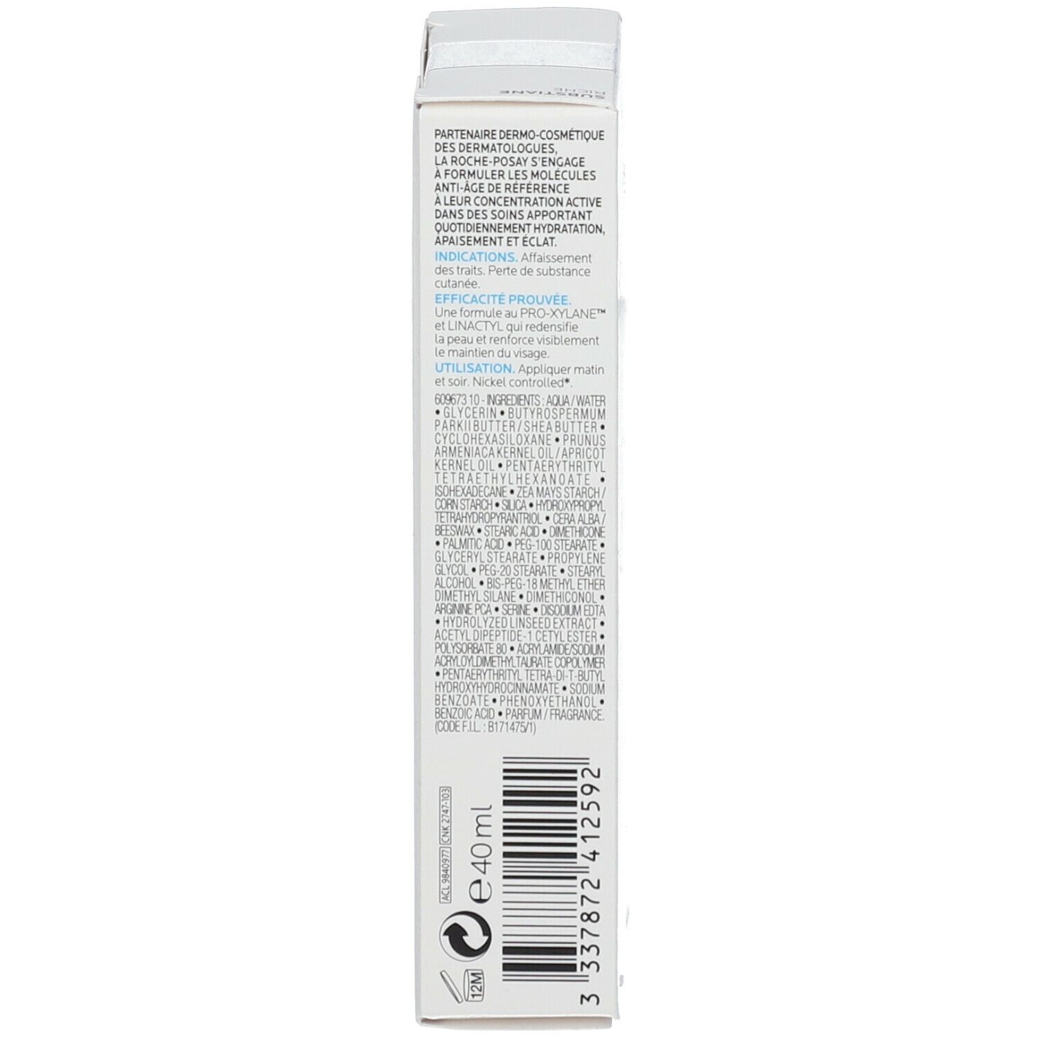 Productverpakking. La Roche-Posay. Substiane Riche. Tekst. 40ml.