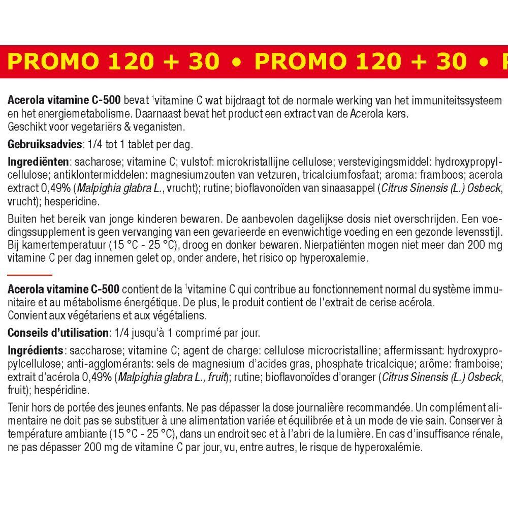 Texte avec informations sur le produit en néerlandais et en français. Contient ingrédients et utilisation.