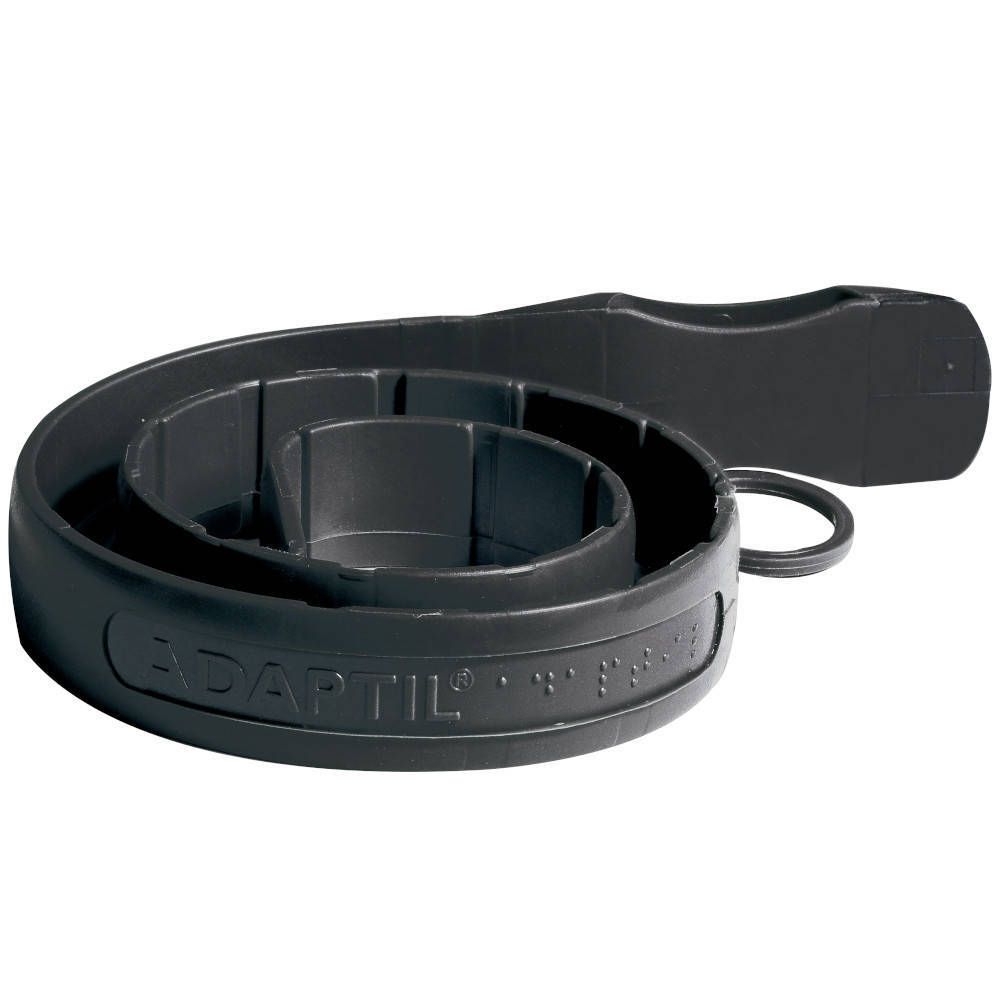 Collier ADAPTIL Calm noir. Enroulé. Logo ADAPTIL. Matière plastique noire.