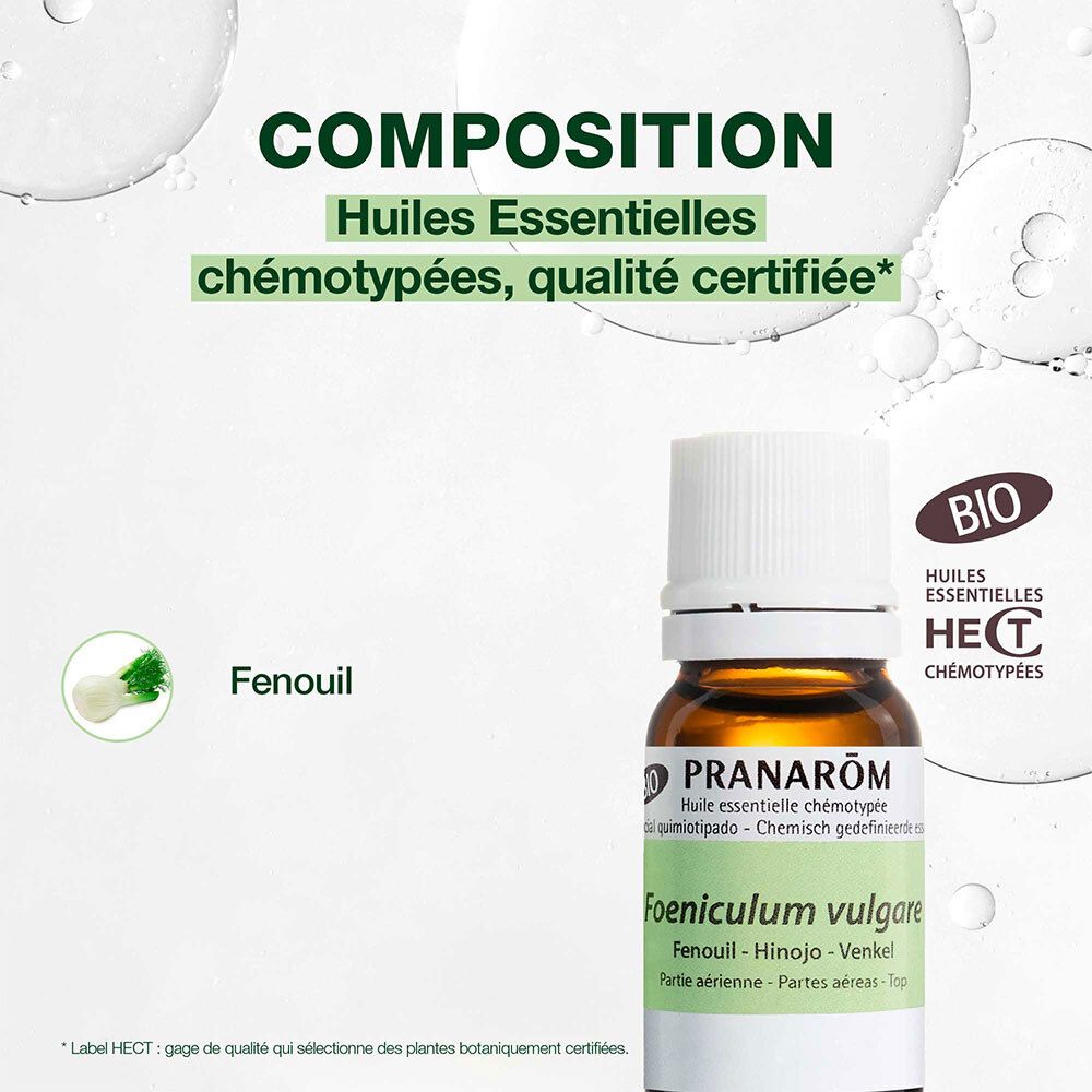 Ätherisches Fenchelöl in Flasche. BIO-Zertifizierung. Chemotypisierte ätherische Öle, zertifizierte Qualität.