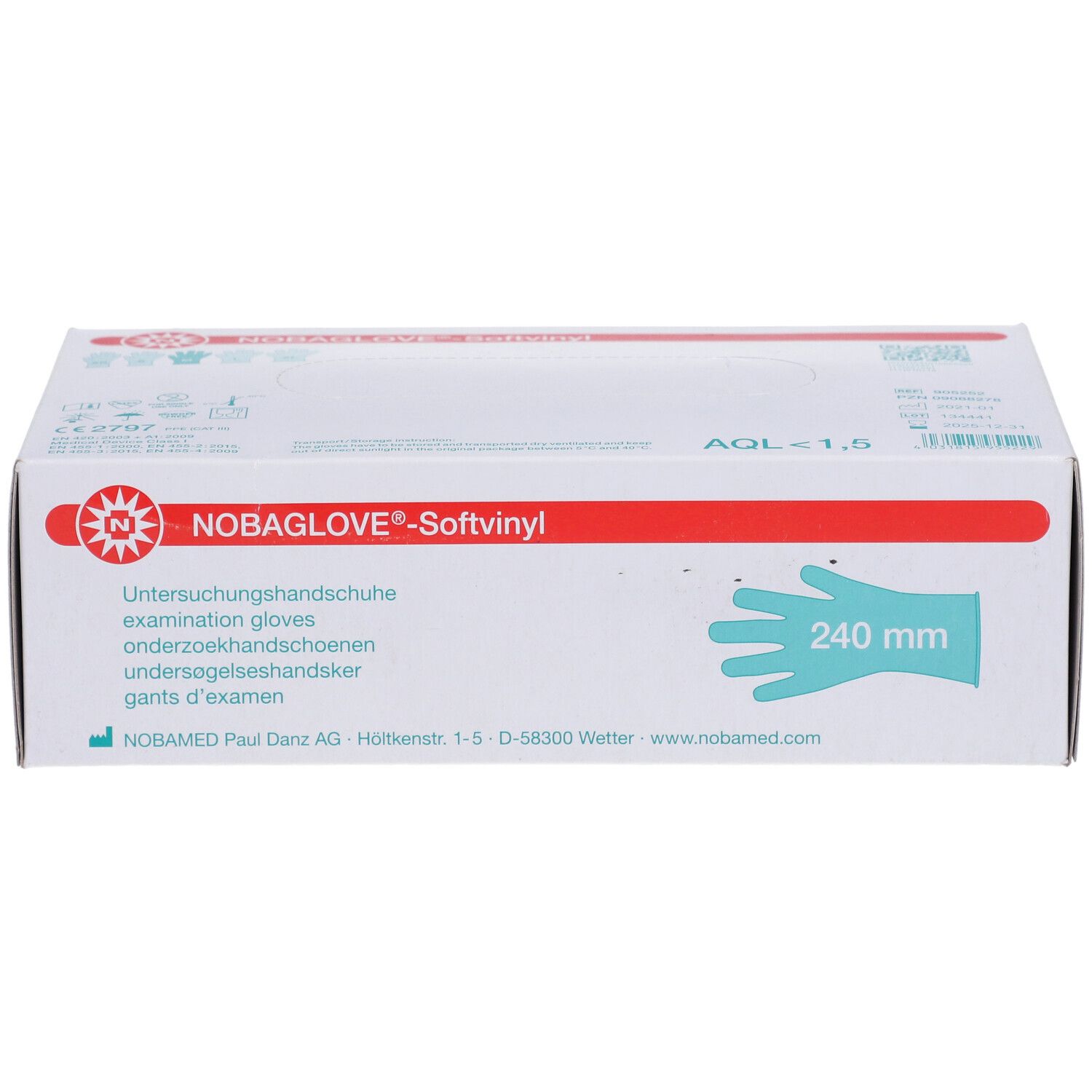 NOBAGLOVE Softvinyl Untersuchungshandschuhe, 240 mm.