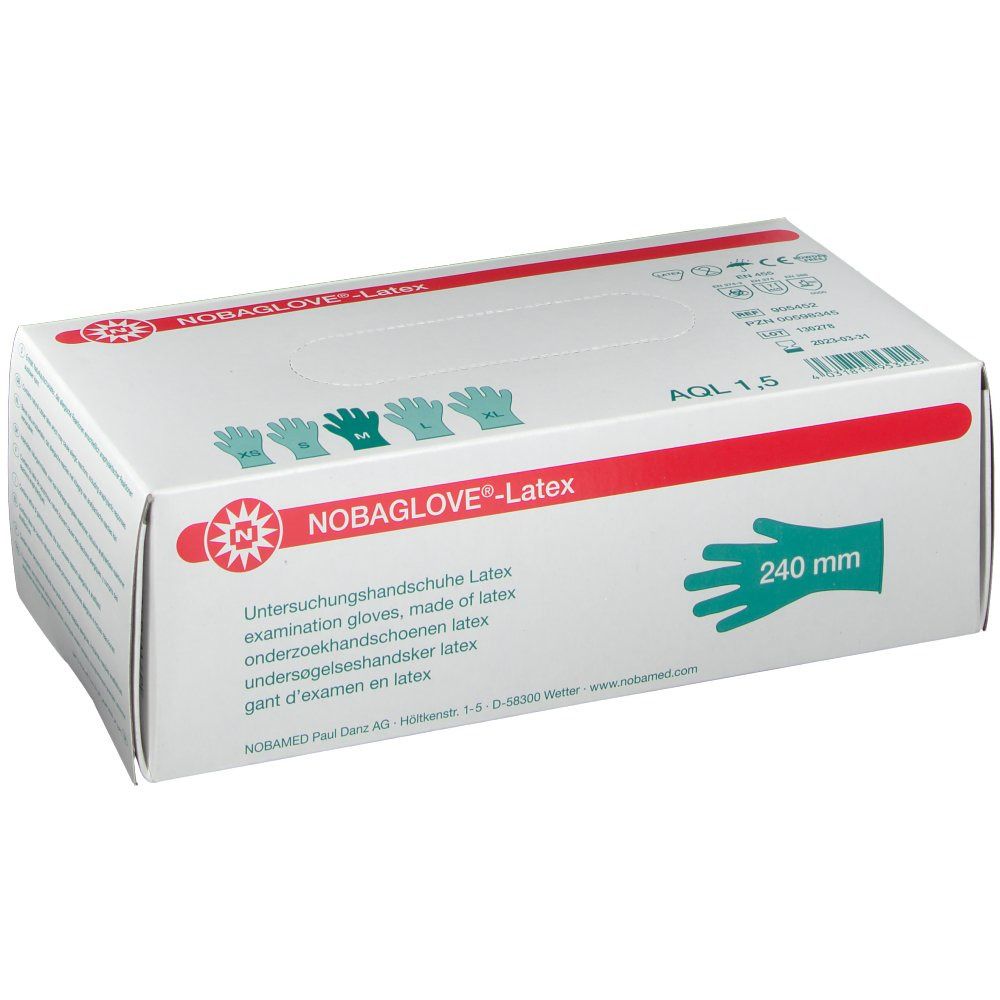 Nobaglove® Latex Gants d'examen en latex Taille M