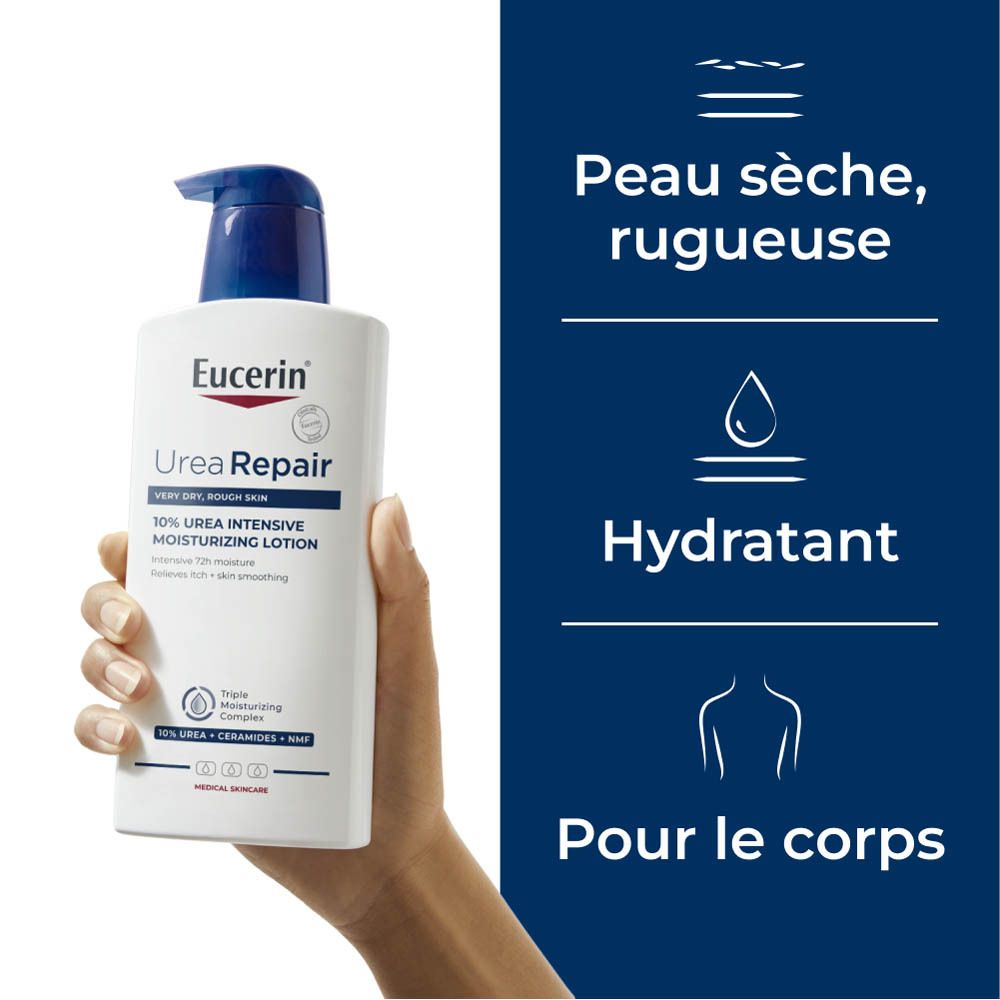 Main tenant Eucerin UreaRepair. Pour peau sèche, hydratant.