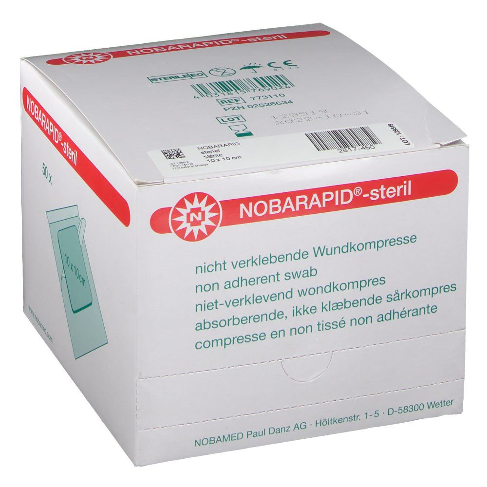Nobarapid® -steril Compresse en non tissé non adhérante 10 x 10 cm