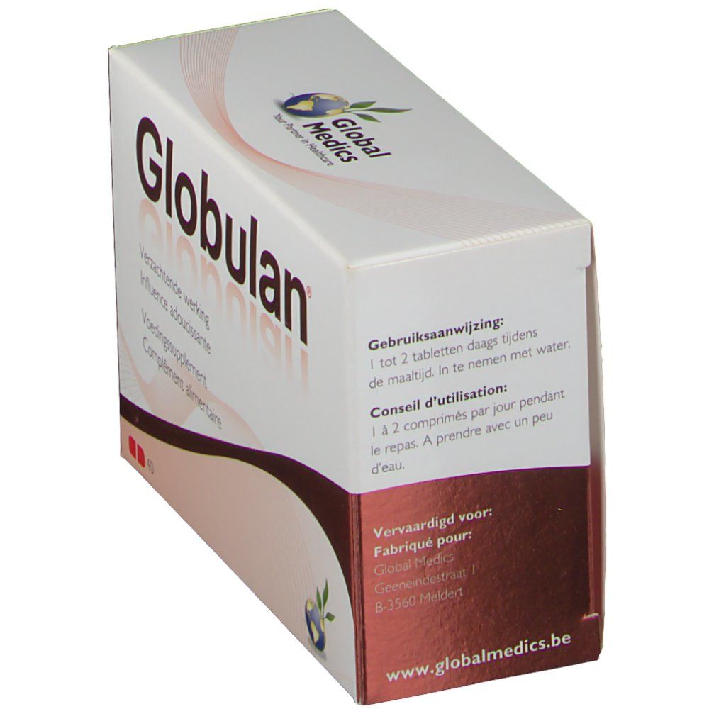 Globulan Verpackung mit Anwendungshinweisen und Herstellerinformationen.