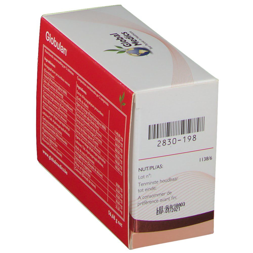 Globulan Verpackung mit Chargennummer und Verfallsdatum.